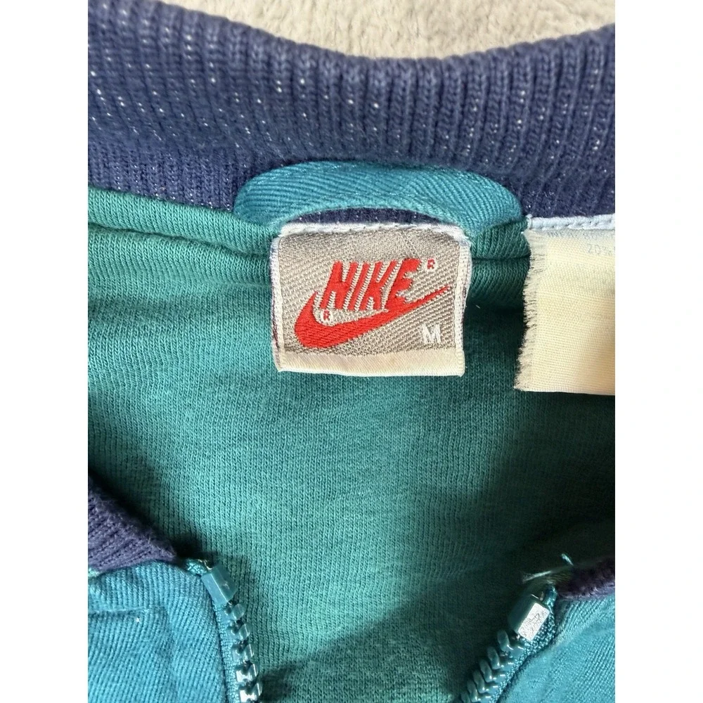 Vintage 80s Nike Color Block Bomber Jacket Women M Green Blue